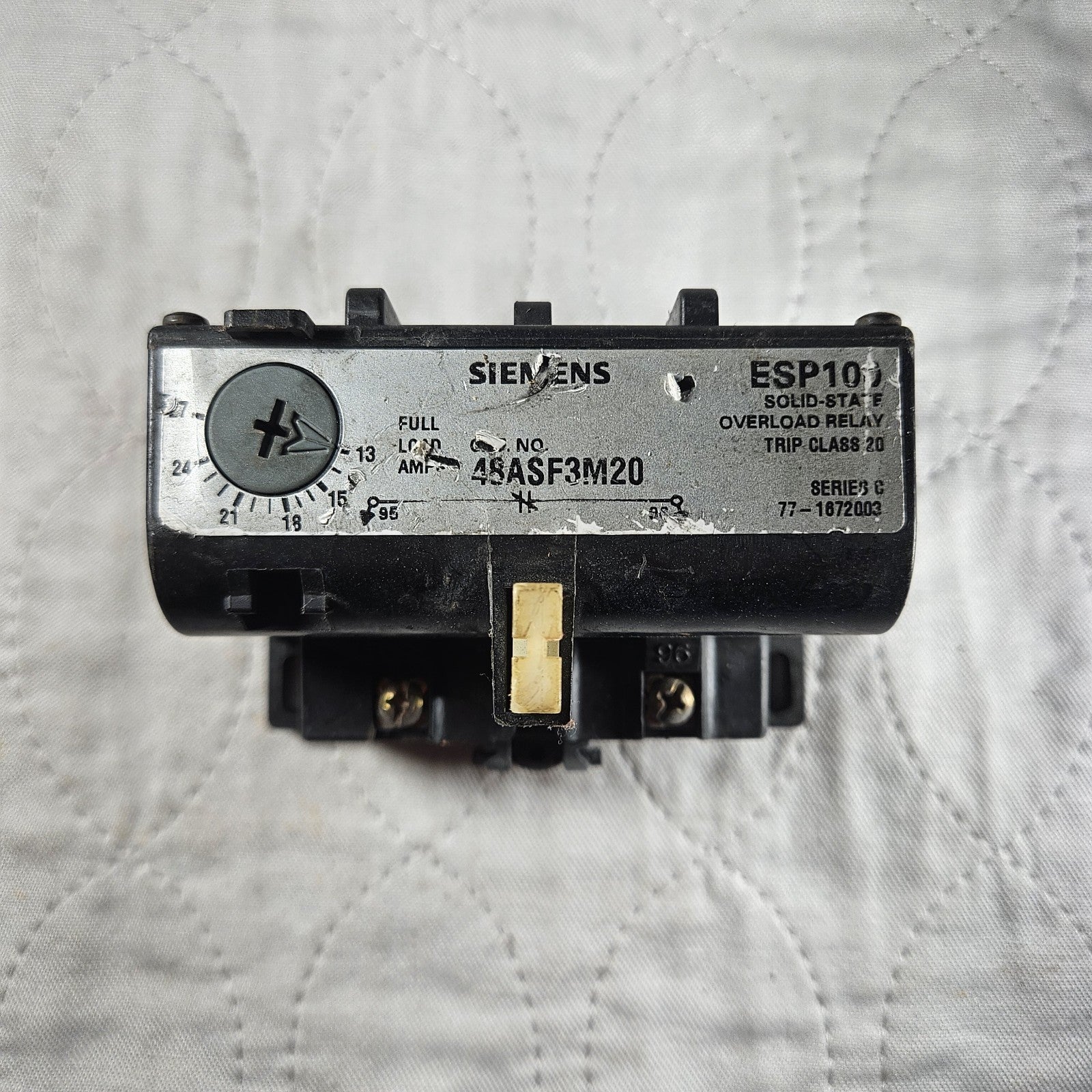 Siemens ESP100 45ASF3M20 overload relay 13-27A 600VAC for motor control and industrial automation systems