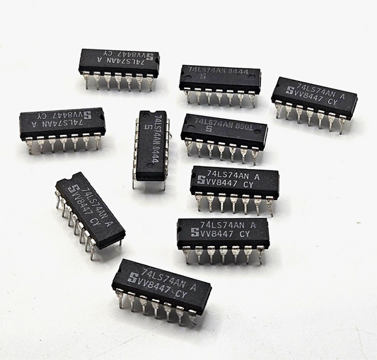 Lot of 10 Signetics 74LS74AN dual D flip-flops 14-pin DIP new old stock for vintage electronics repair and TTL logic circuits