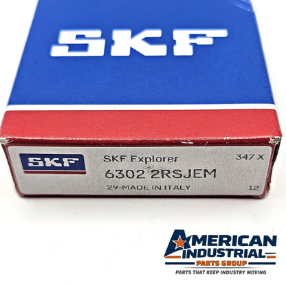 SKF 6302-2RSJEM deep groove ball bearing 15x42x13mm sealed for industrial machinery and MRO