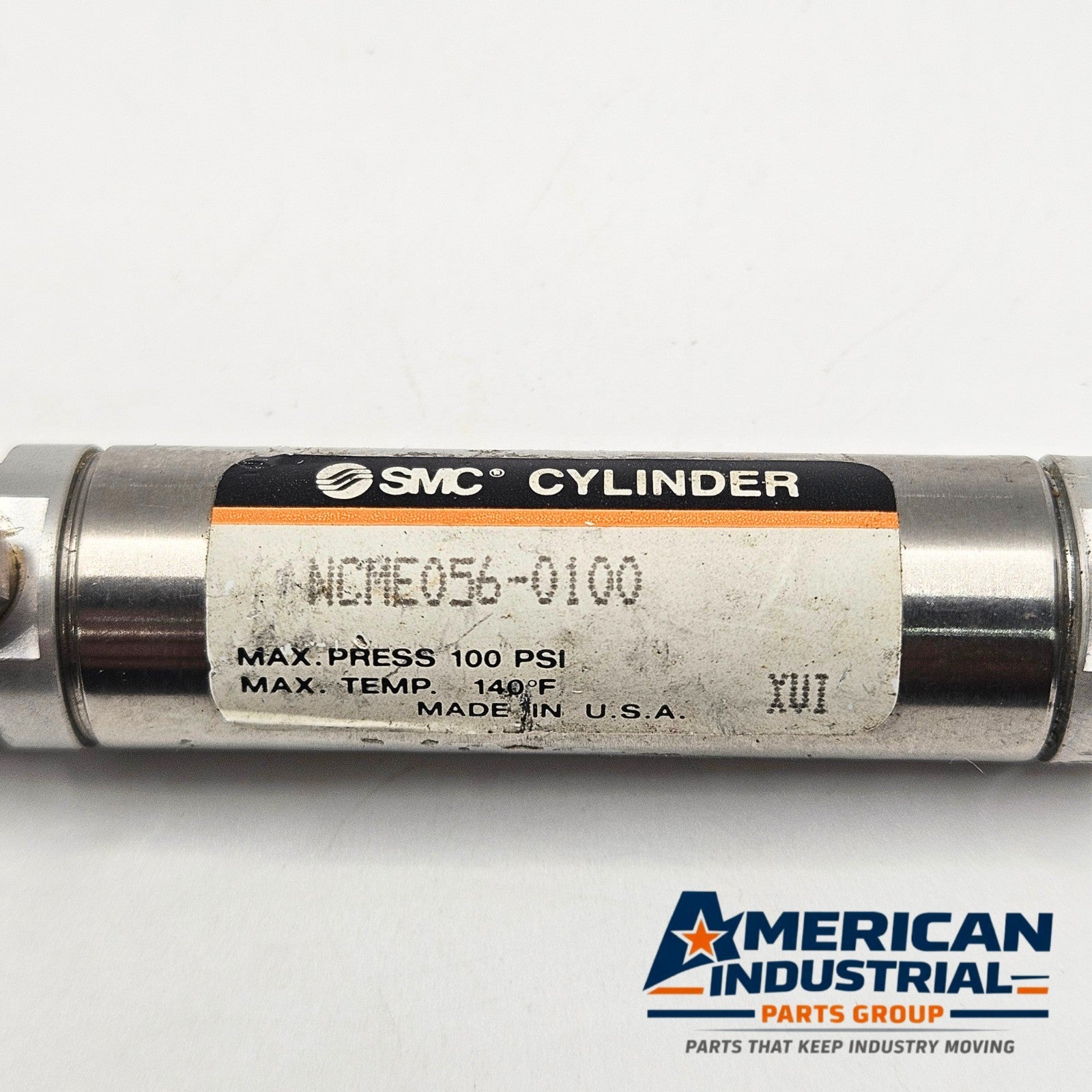 SMC NCME056-0100 pneumatic air cylinder for industrial automation and MRO applications. American Industrial Parts Group.