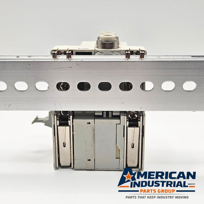 SMC pneumatic valve manifold end block gallery view, industrial automation MRO pneumatic valve manifold component. American Industrial Parts Group.