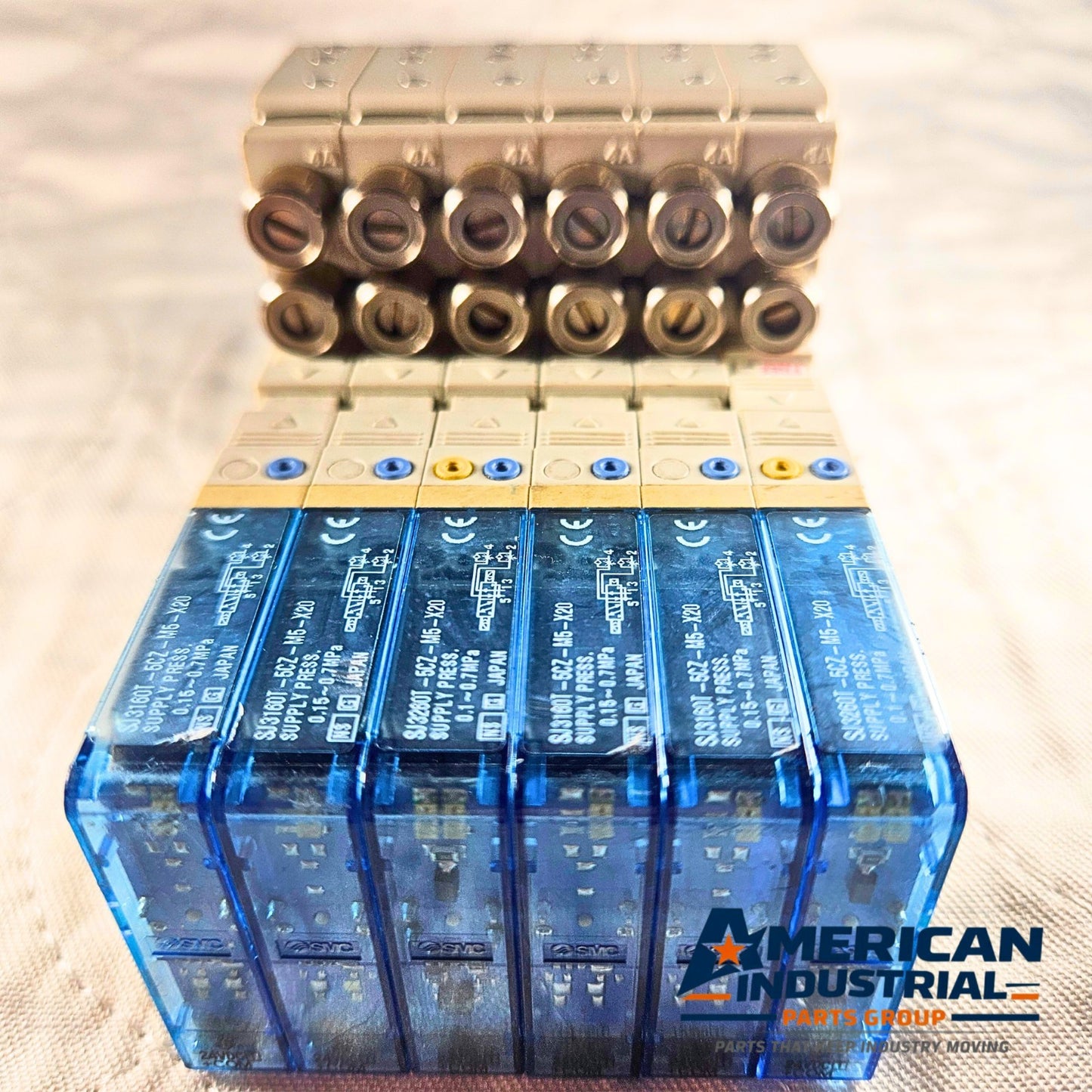 SMC SJ3160/SJ3260 solenoid valve manifold assembly 6-station for pneumatic automation systems and industrial control