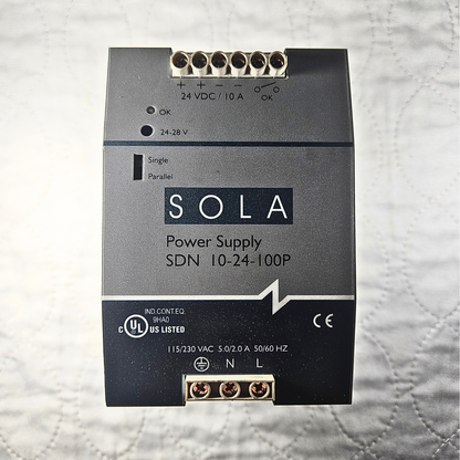 Sola SDN 10-24-100P DIN rail power supply 24VDC 10A for industrial control panels and automation systems