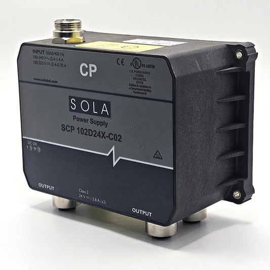 SolaHD SCP102D24X-C02 IP67 dual 24VDC 3.8A power supply for industrial automation systems and machine-mount control panels
