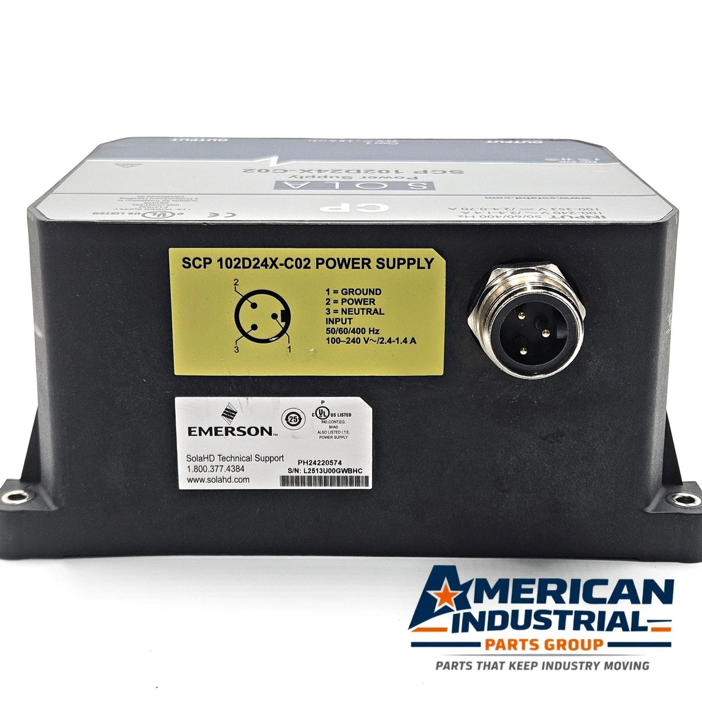 SolaHD SCP102D24X-C02 IP67 dual 24VDC 3.8A power supply for industrial automation systems and machine-mount control panels