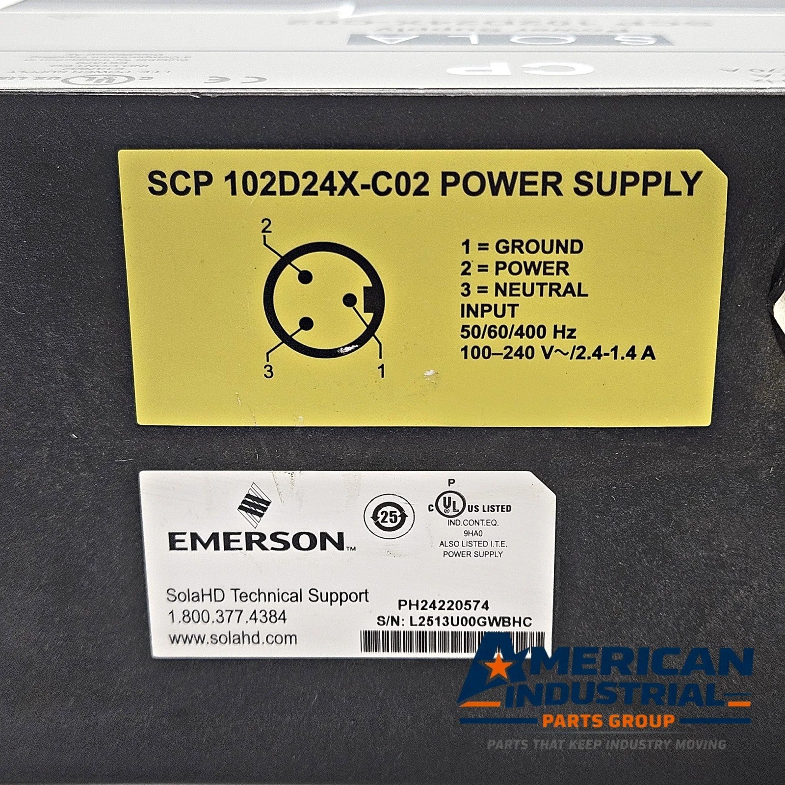 SolaHD SCP102D24X-C02 IP67 dual 24VDC 3.8A power supply for industrial automation systems and machine-mount control panels
