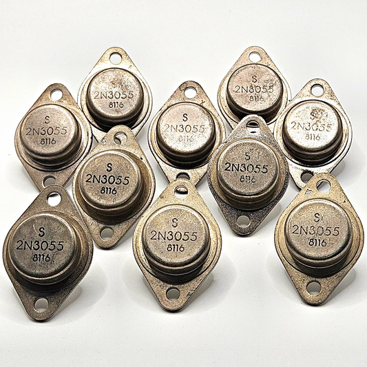 Lot of 10 Solitron 2N3055 NPN silicon power transistors TO-3 60V 15A 115W new old stock