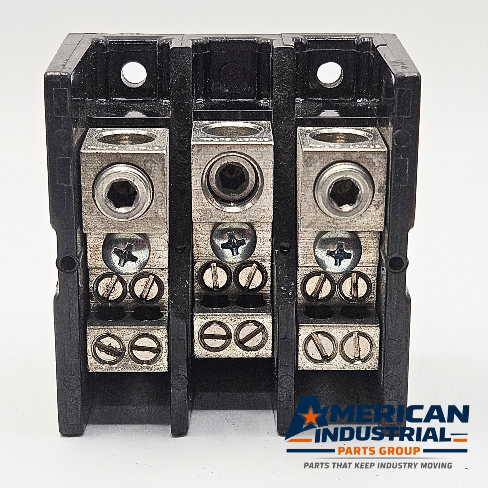 Square D 9080 LBR362104 terminal block used in industrial electrical equipment. American Industrial Parts Group.