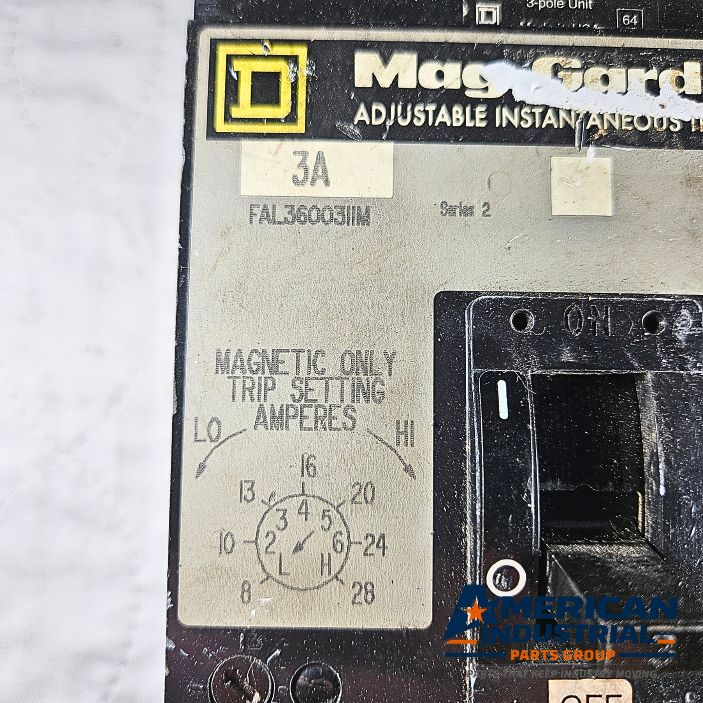 Square D Mag-Gard FAL36003JIM 3A circuit breaker adjustable trip 600V for industrial electrical panels and MRO applications