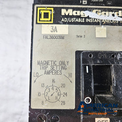 Square D Mag-Gard FAL36003JIM 3A circuit breaker adjustable trip 600V for industrial electrical panels and MRO applications