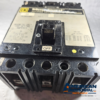 Square D Mag-Gard FAL36003JIM 3A circuit breaker adjustable trip 600V for industrial electrical panels and MRO applications