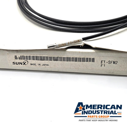 SUNX FT-SFM2 through-beam fiber optic sensor cable 2m free-cut 2.5mm heads for industrial object detection
