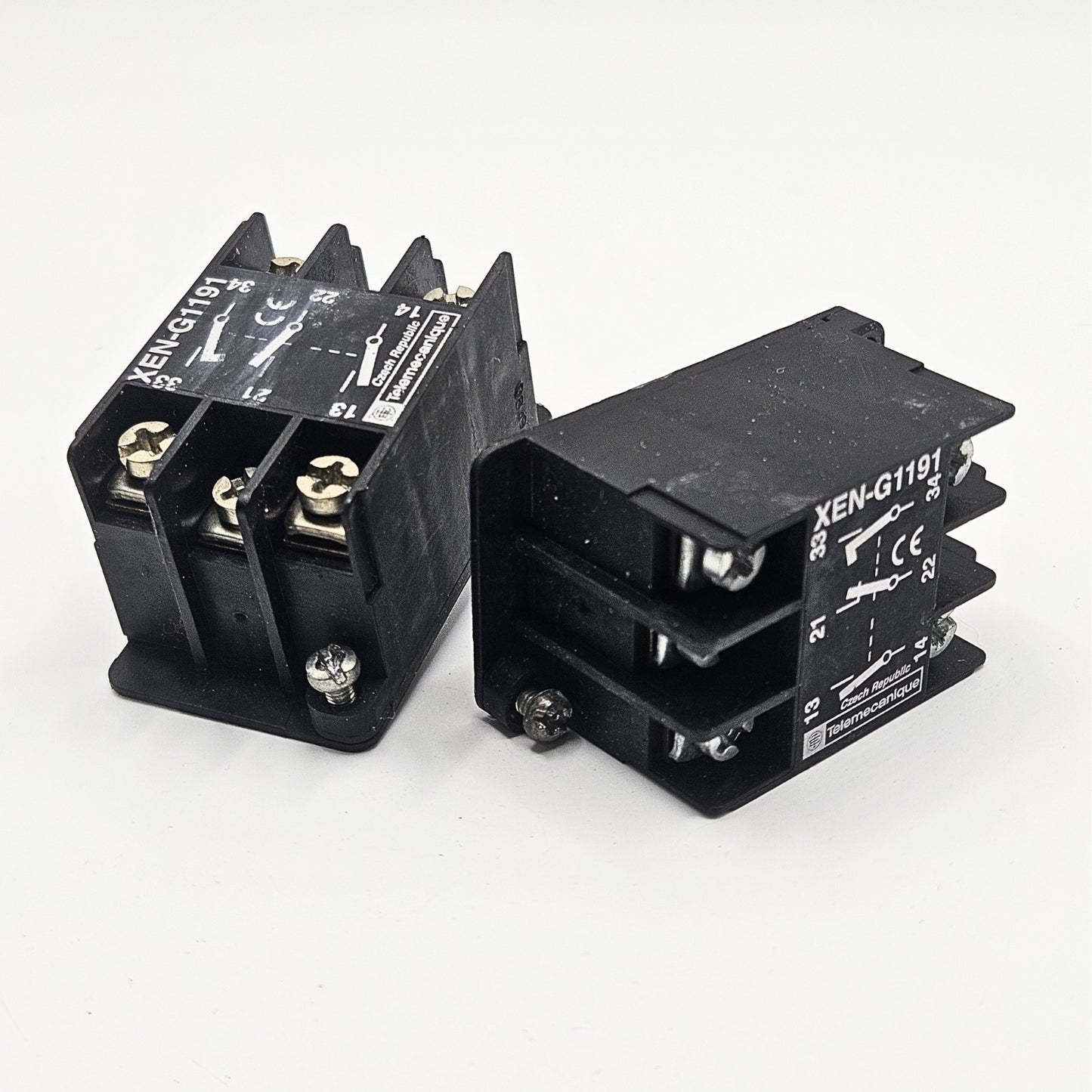 Telemecanique XEN-G1191 auxiliary contact block for industrial automation and MRO control panel applications. American Industrial Parts Group.