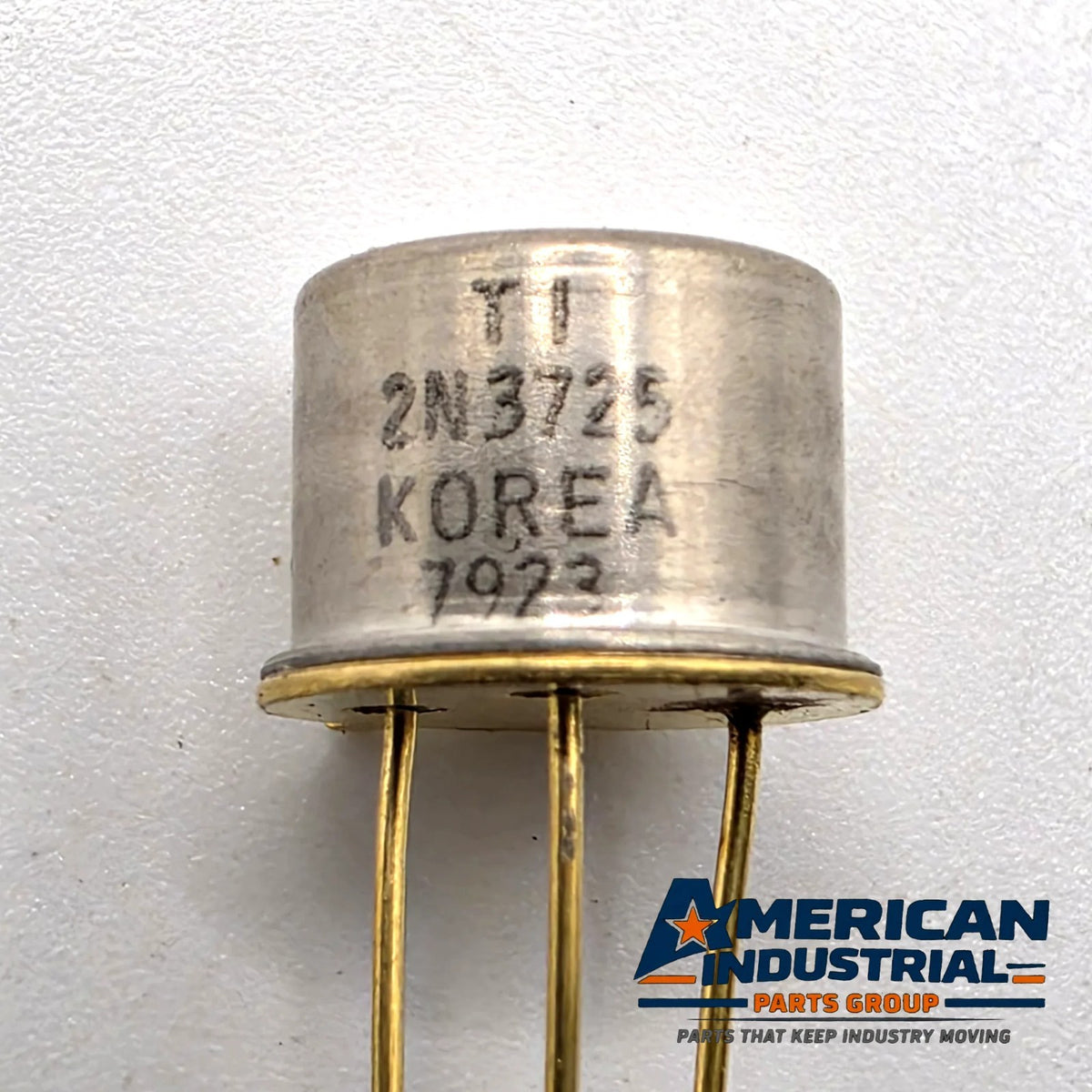 Texas Instruments 2N3725 NPN switching transistor 50V 1.2A TO-39 gold leads for vintage equipment repair from American Industrial Parts Group
