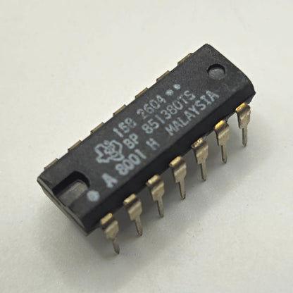 Lot of 10 Texas Instruments 851380TS 158-2604 custom-marked 14-pin DIP integrated circuit new old stock for vintage electronics repair and board restoration