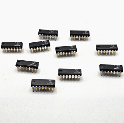 Lot of 10 Texas Instruments SN7420N dual 4-input NAND gate TTL DIP-14 vintage new old stock for legacy logic repair