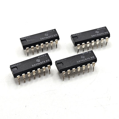 Texas Instruments SN74LS74AN dual D-type flip-flop DIP-14 lot of 4 for vintage electronics repair and TTL logic circuits