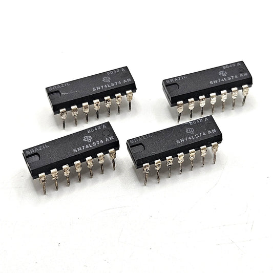 Texas Instruments SN74LS74AN dual D-type flip-flop DIP-14 lot of 4 for vintage electronics repair and TTL logic circuits
