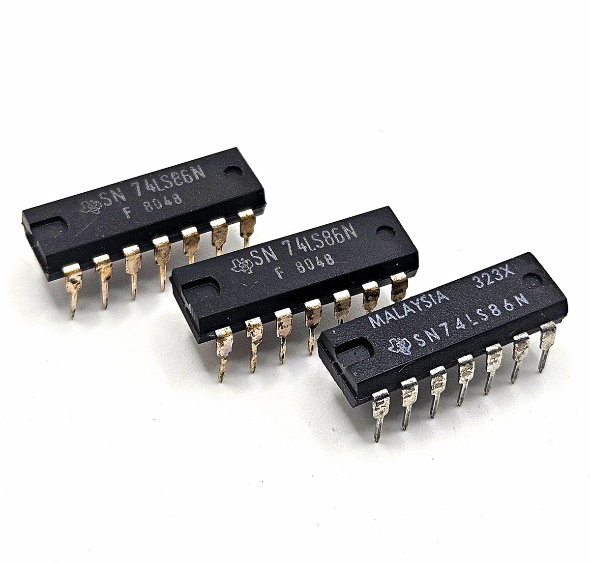 Texas Instruments SN74LS86N quad 2-input XOR gate DIP-14 lot of 3 for vintage electronics repair and TTL logic circuits