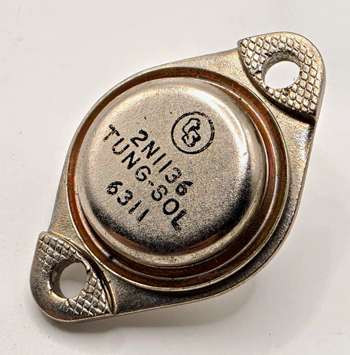 Tung-Sol 2N1136 germanium PNP power transistor TO-3 1963 for vintage amplifier and radio repair from American Industrial Parts Group