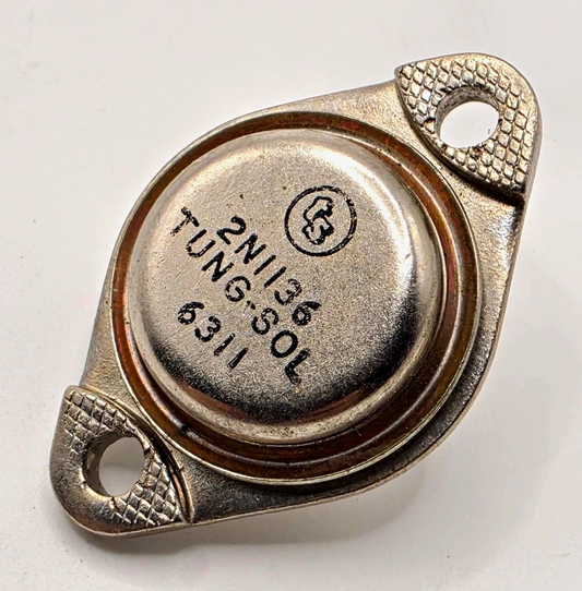 Tung-Sol 2N1136 germanium PNP power transistor TO-3 1963 for vintage amplifier and radio repair from American Industrial Parts Group