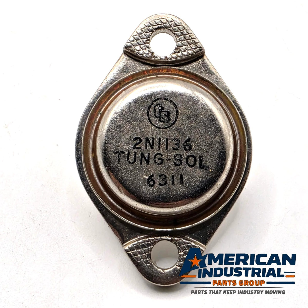 Tung-Sol 2N1136 germanium PNP power transistor TO-3 1963 for vintage amplifier and radio repair from American Industrial Parts Group