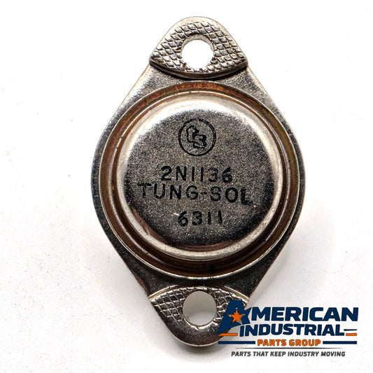 Tung-Sol 2N1136 germanium PNP power transistor TO-3 1963 for vintage amplifier and radio repair from American Industrial Parts Group