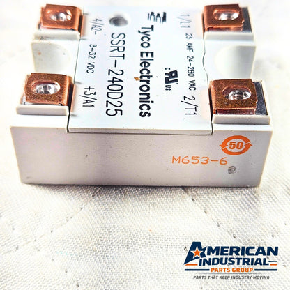 Tyco Electronics SSRT-240D25 solid state relay 25A 24-280VAC 3-32VDC input for industrial control panels and automation systems