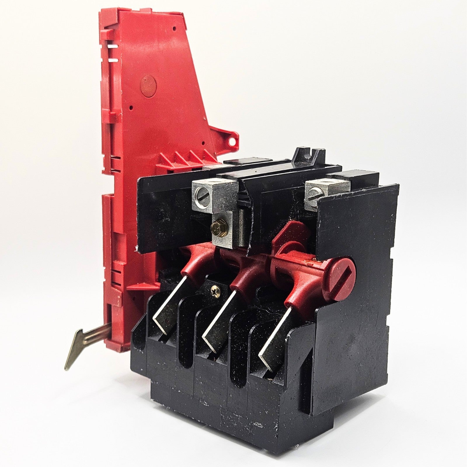 Unbranded 3 pole disconnect switch assembly for industrial electrical systems. American Industrial Parts Group.