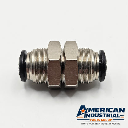Unbranded push-to-connect pneumatic fitting for MRO air line applications. American Industrial Parts Group.