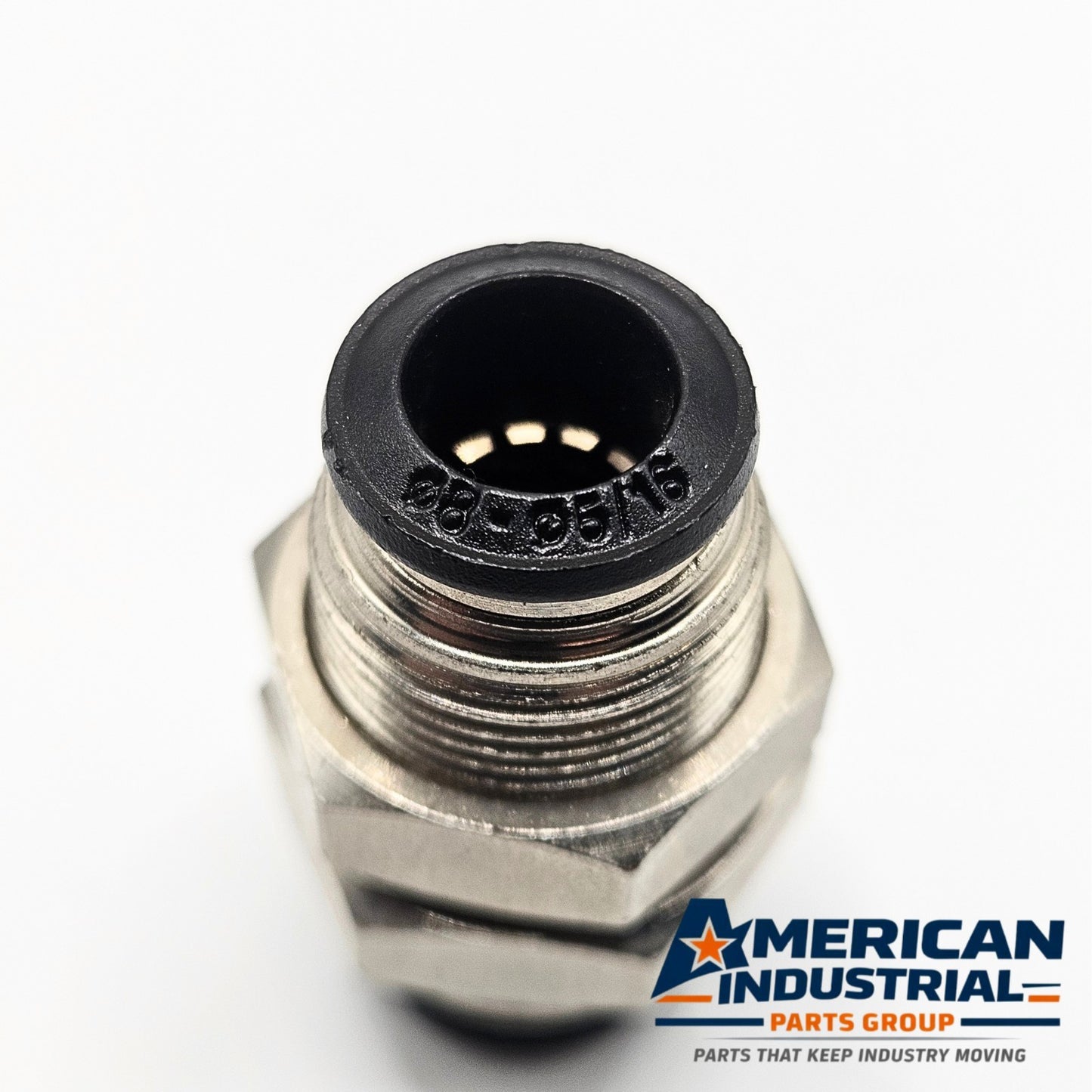 Unbranded inline pneumatic bulkhead coupler used in air control panels. American Industrial Parts Group.