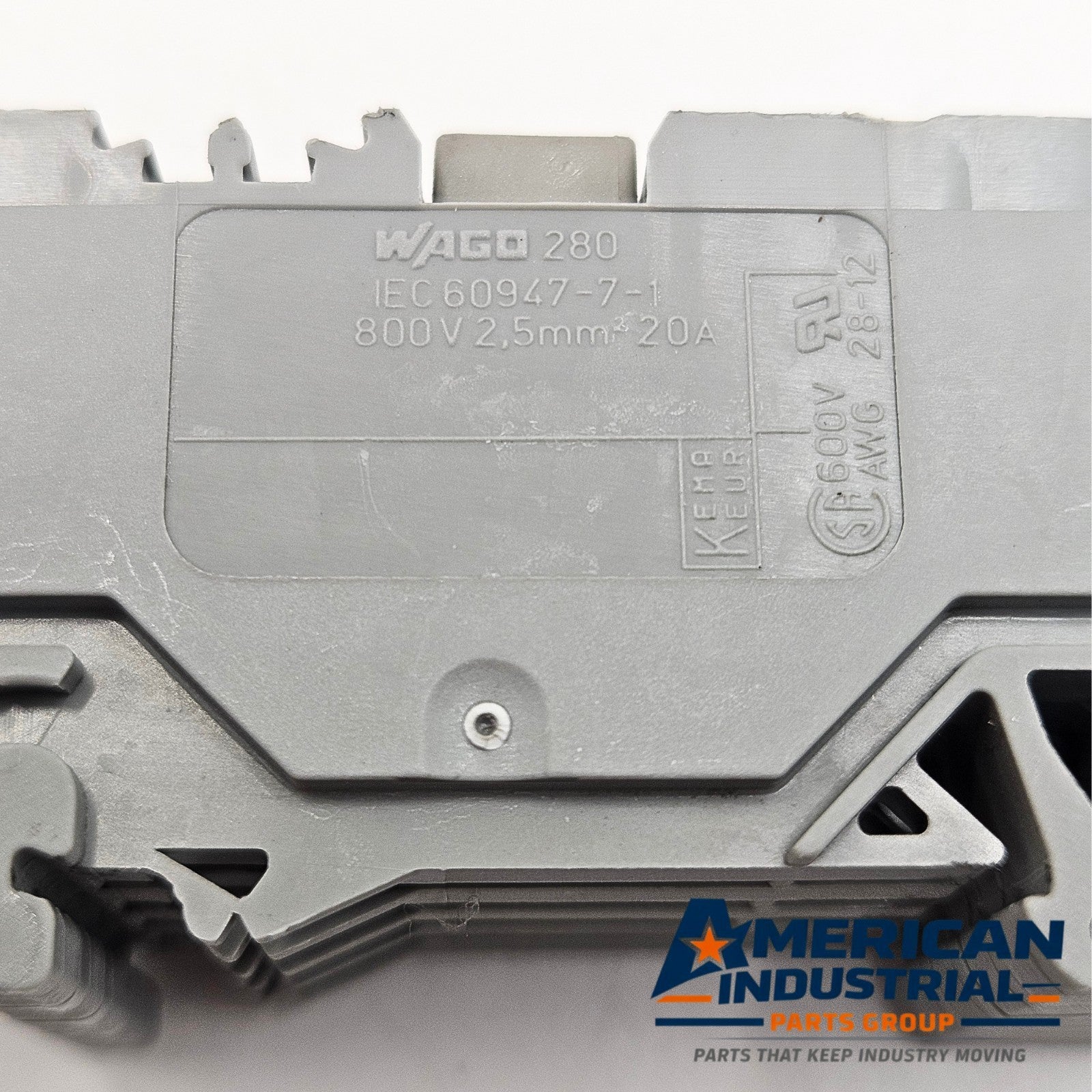 WAGO 280-681 feed through terminal block used in automation panels. American Industrial Parts Group.