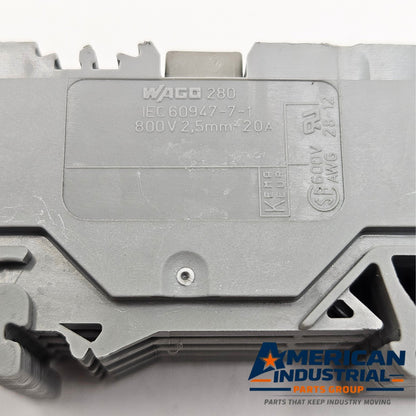 WAGO 280-681 feed through terminal block used in automation panels. American Industrial Parts Group.