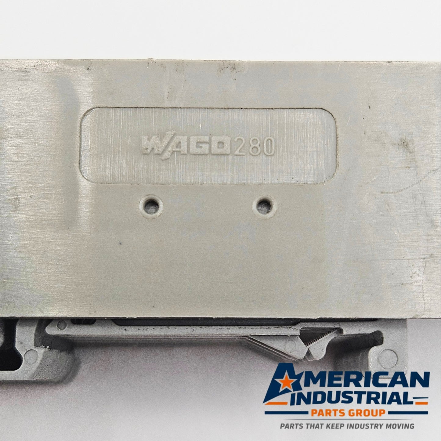 WAGO 280 terminal block used in automation cabinet wiring. American Industrial Parts Group.