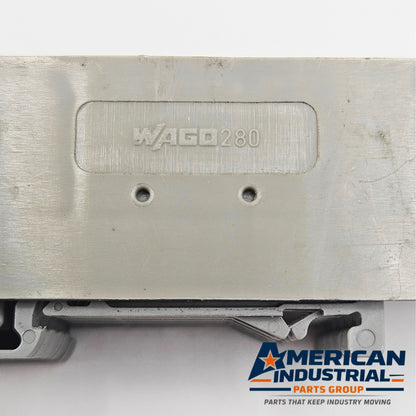 WAGO 280 terminal block used in automation cabinet wiring. American Industrial Parts Group.