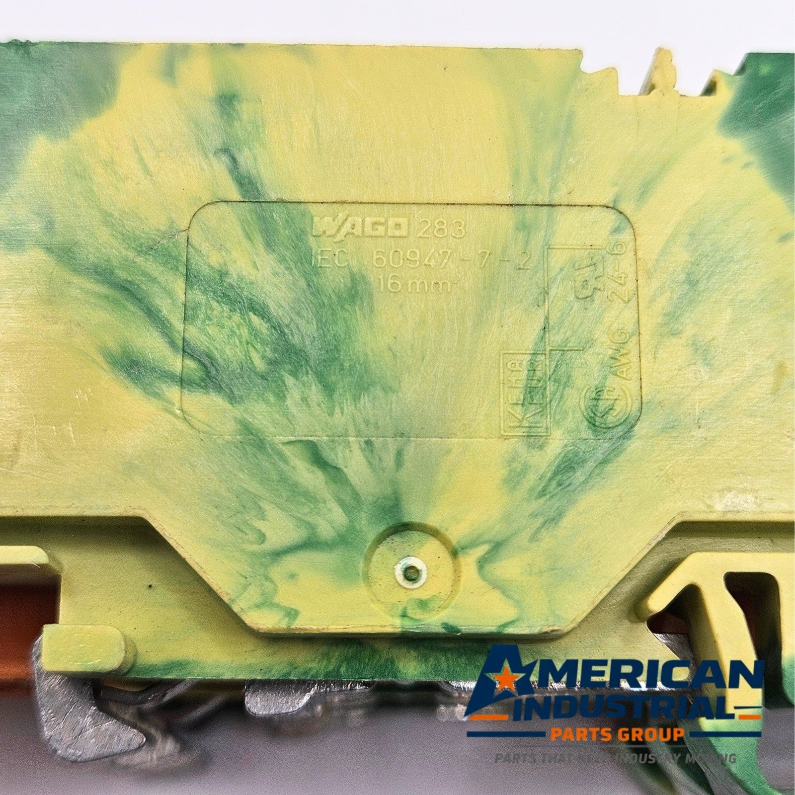 WAGO 283 ground terminal block for industrial automation and MRO applications. American Industrial Parts Group.