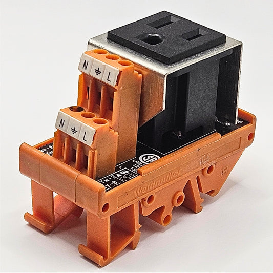 Weidmuller TM-2 DIN rail panel outlet receptacle 125V 15A for industrial control panels and automation systems
