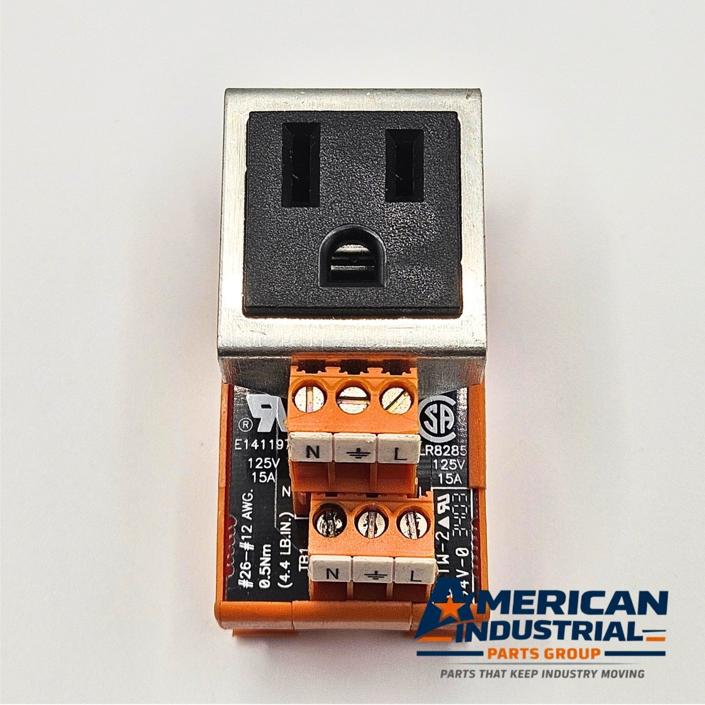 Weidmuller TM-2 DIN rail panel outlet receptacle 125V 15A for industrial control panels and automation systems