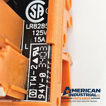 Weidmuller TM-2 DIN rail panel outlet receptacle 125V 15A for industrial control panels and automation systems