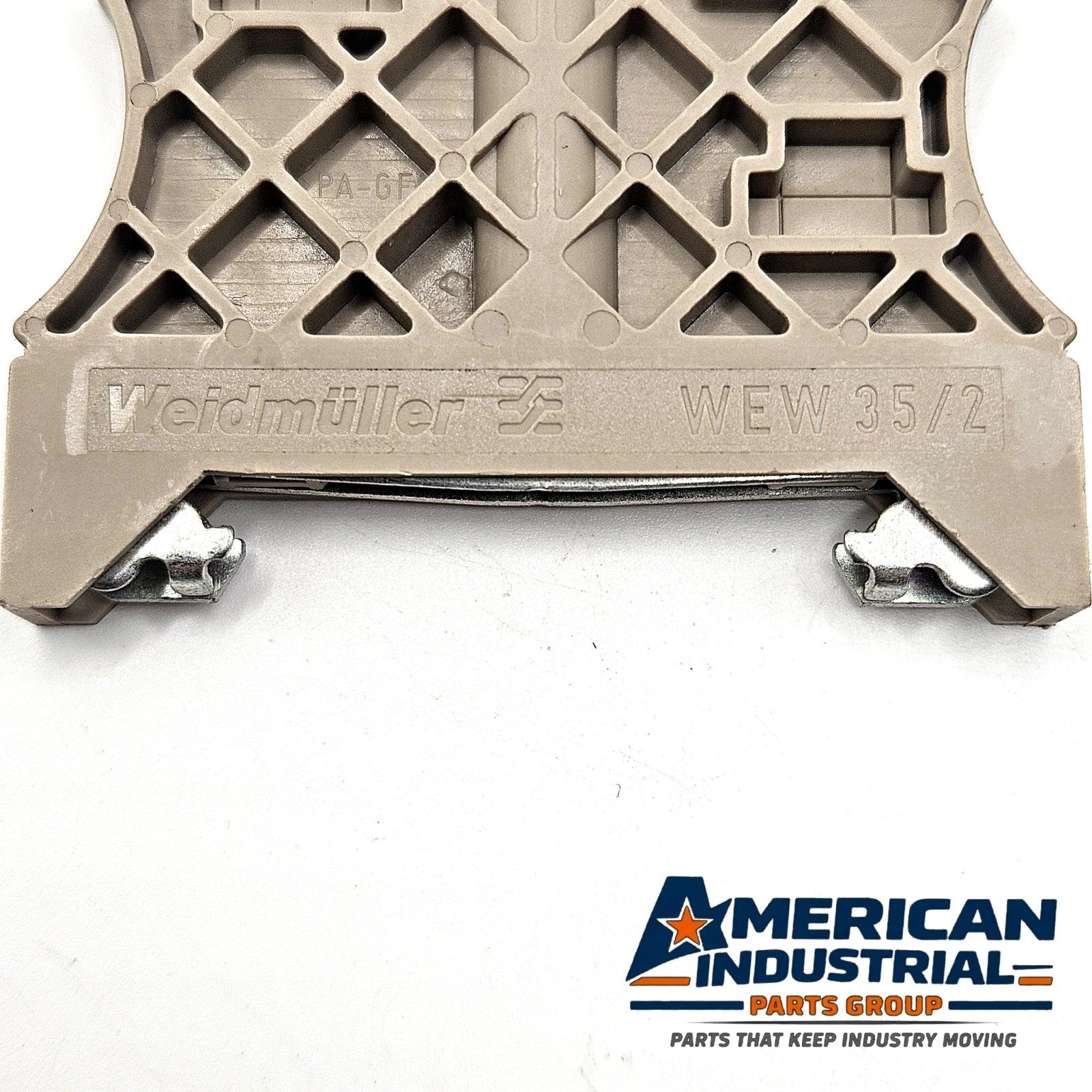 Weidmuller WEW 35/2 terminal connector dark beige for TS 35 DIN rail in industrial control panels