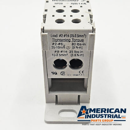 Weidmuller WPDB 70/35 1-4 AL power distribution block 600V 175A 1-in 4-out DIN rail for industrial power distribution
