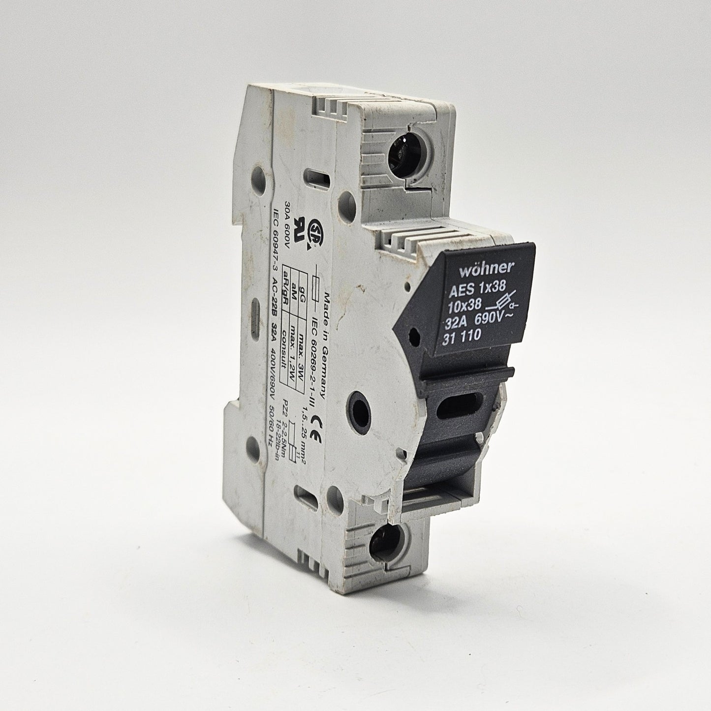 Wohner 31110 fuse holder for industrial automation and MRO applications. American Industrial Parts Group.