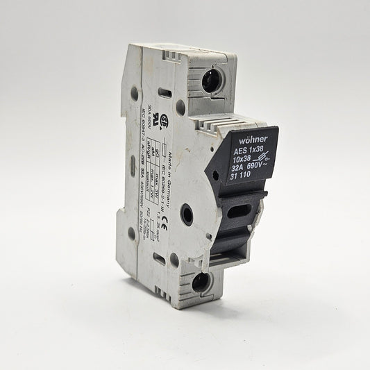 Wohner 31110 fuse holder for industrial automation and MRO applications. American Industrial Parts Group.