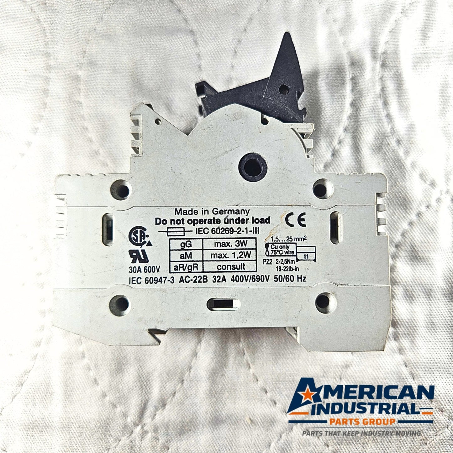 Wöhner 31112 AES 2x38 fuse holder for industrial automation and MRO applications. American Industrial Parts Group.