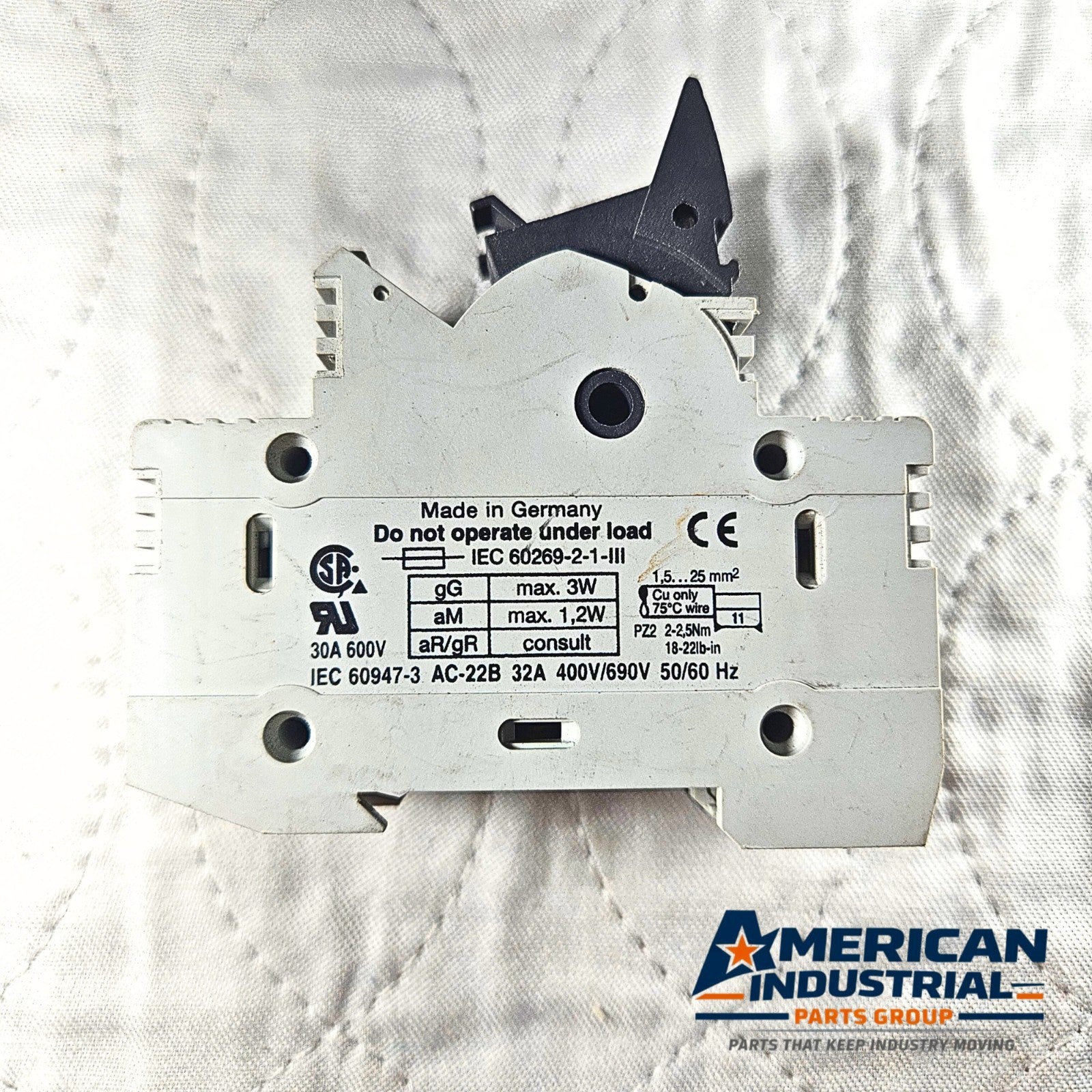 Wöhner 31112 AES 2x38 fuse holder for industrial automation and MRO applications. American Industrial Parts Group.