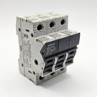 Wohner 31113 fuse holder for industrial automation and MRO applications. American Industrial Parts Group.